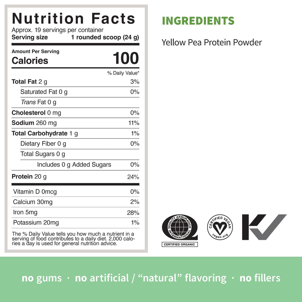 Sprout Living gluten-free pea protein powder packaging detail