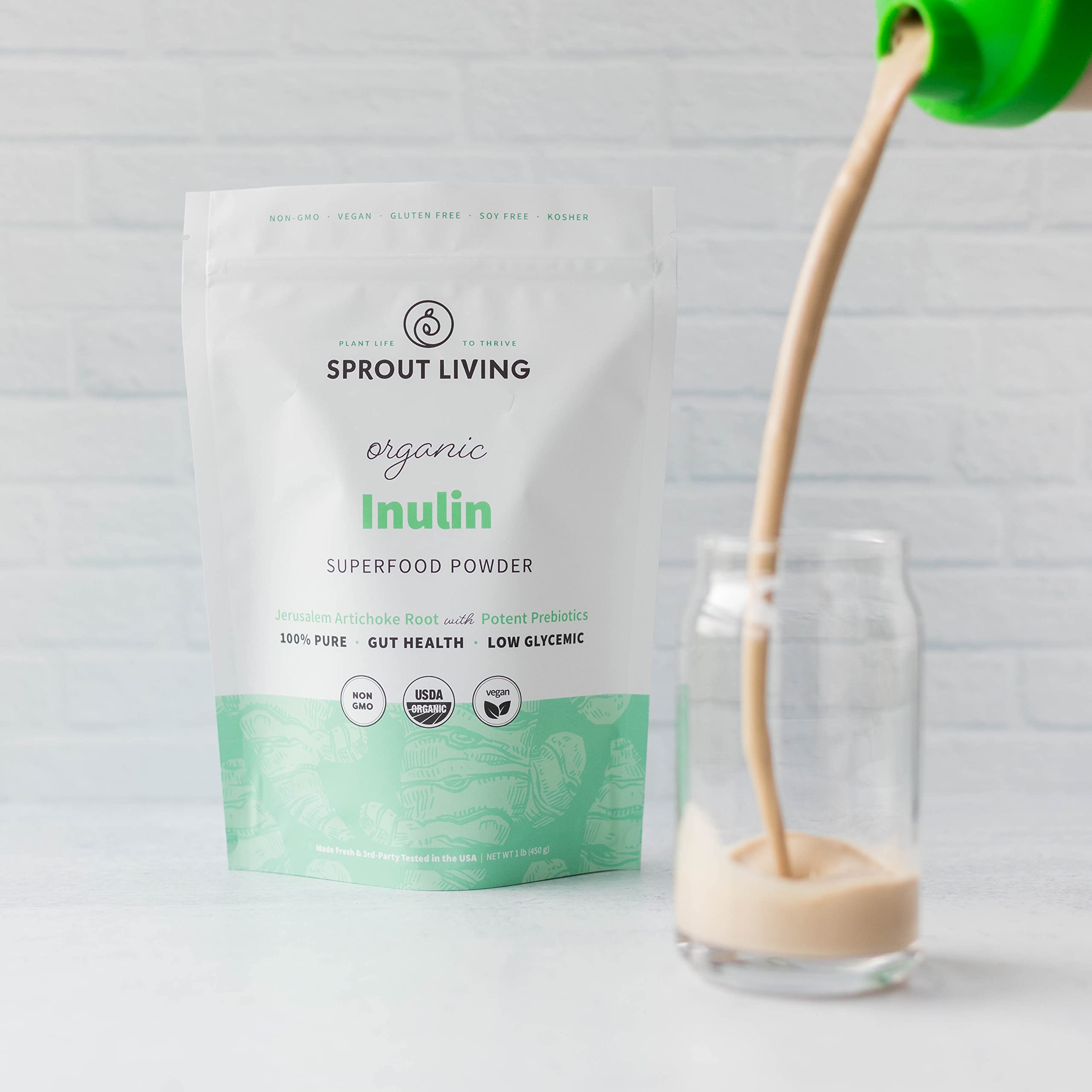 Sprout Living Organic farming sourcing label, sustainable, no GMOs.