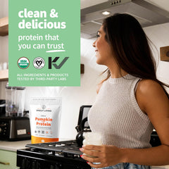 Sprout Living pumpkin seed protein powder scoop for precise daily protein portions.
