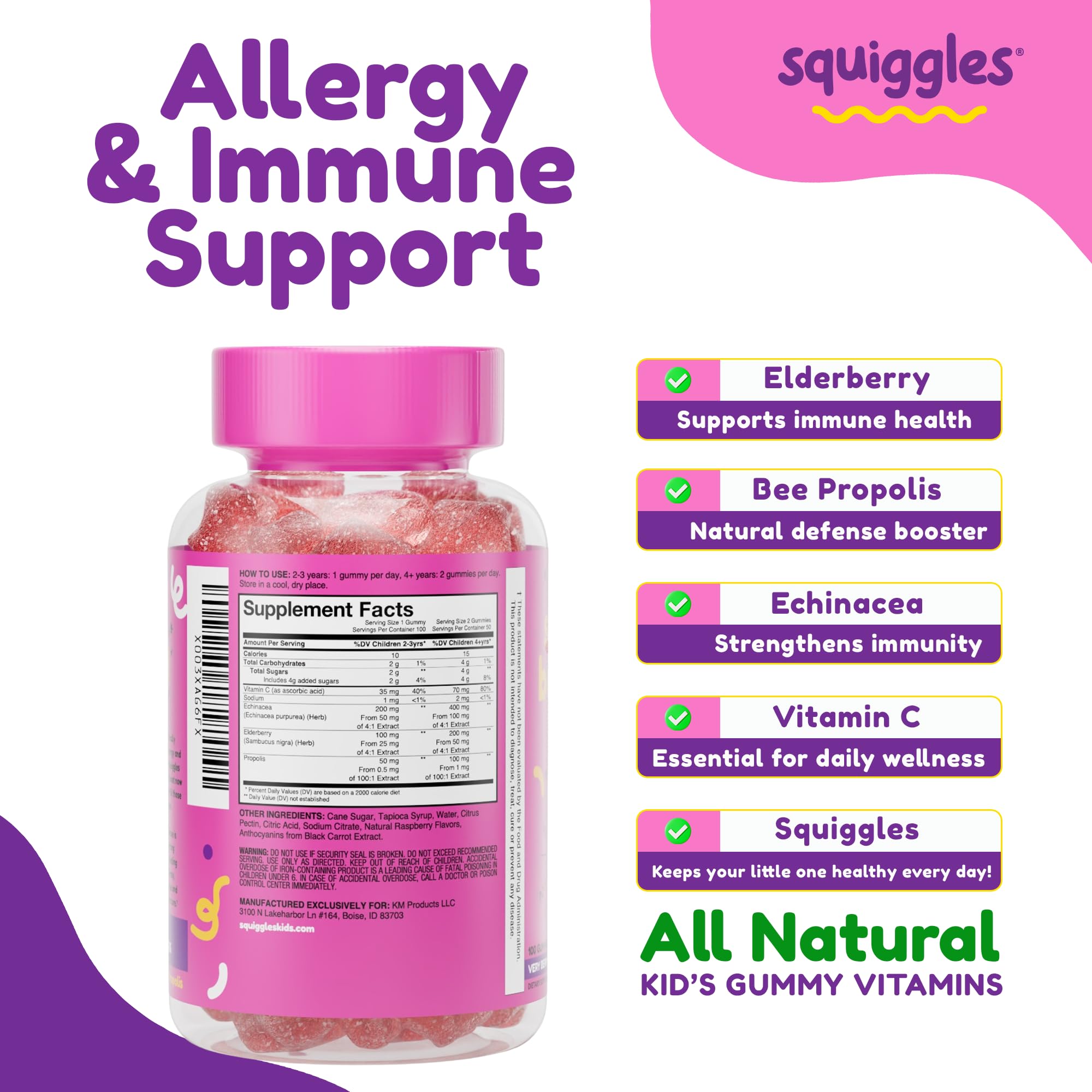 Low-sugar Squiggles gummies shown as a daily treat.