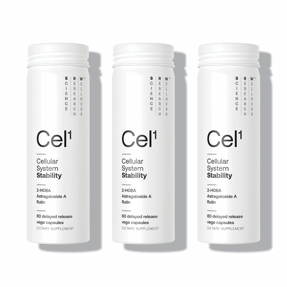 SRW Cel¹ Stability bottle front highlights a premium cellular support formula
