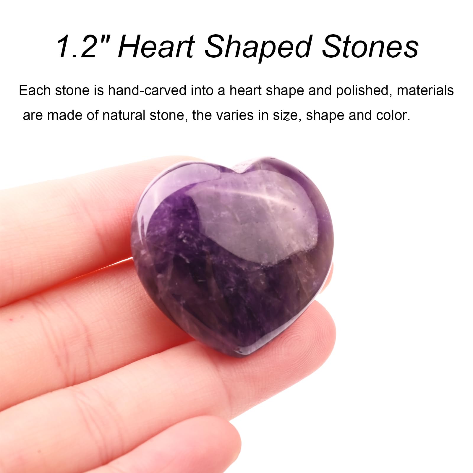 SSAKUGGI Amethyst heart stone close-up in a gift-ready presentation
