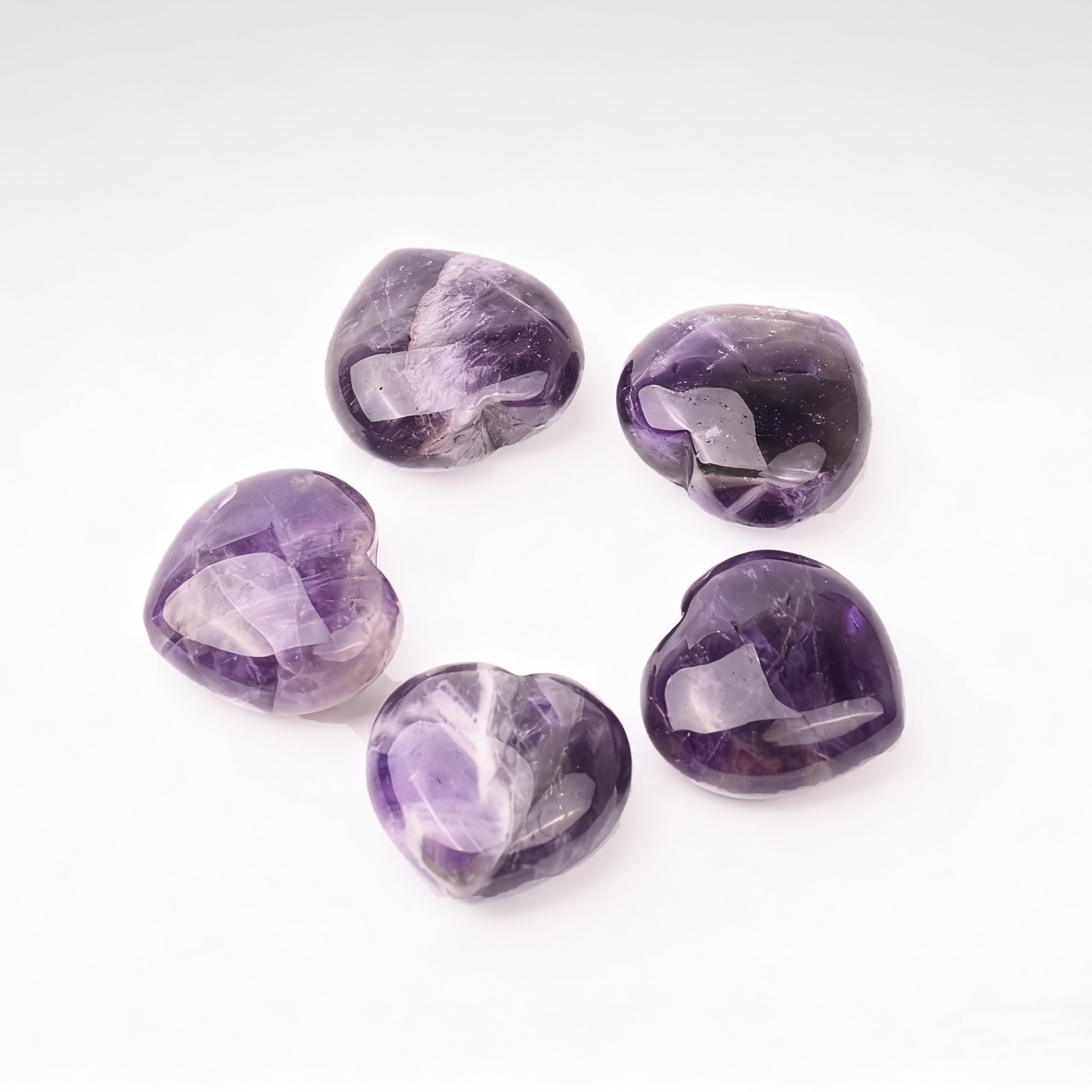 SSAKUGGI Amethyst heart stone displayed on a desk for decor and calm