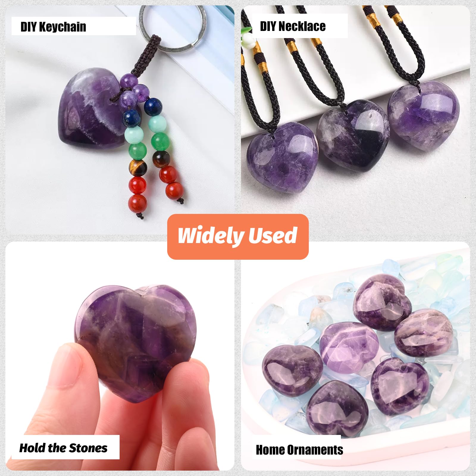 SSAKUGGI Amethyst heart stone with keepsakes for Valentine’s or Mother’s Day