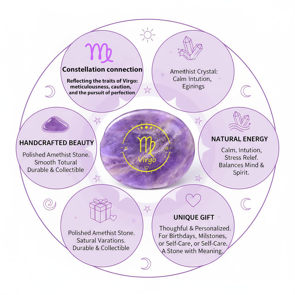 SSAKUGGI amethyst zodiac symbol close-up highlights detailed engraving and natural purple hue