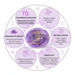 SSAKUGGI amethyst zodiac symbol close-up highlights detailed engraving and natural purple hue