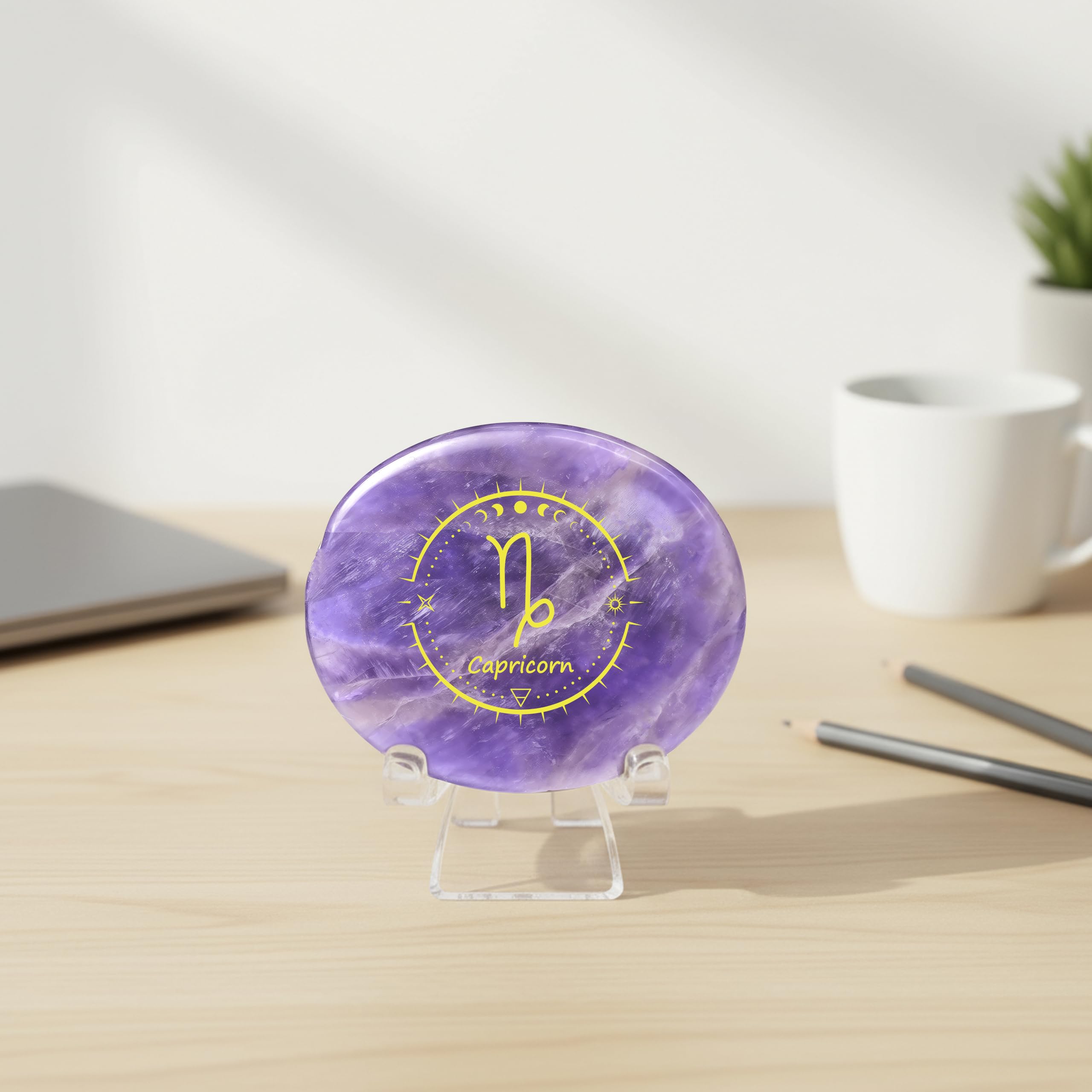SSAKUGGI amethyst zodiac crystal close-up shows smooth polished surface.