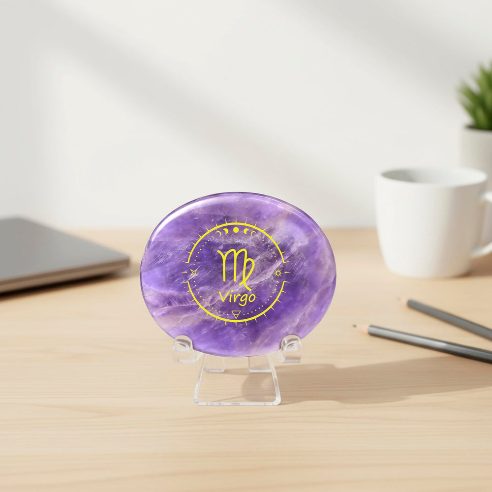 SSAKUGGI amethyst zodiac stone on shelf adds a serene, mystical atmosphere