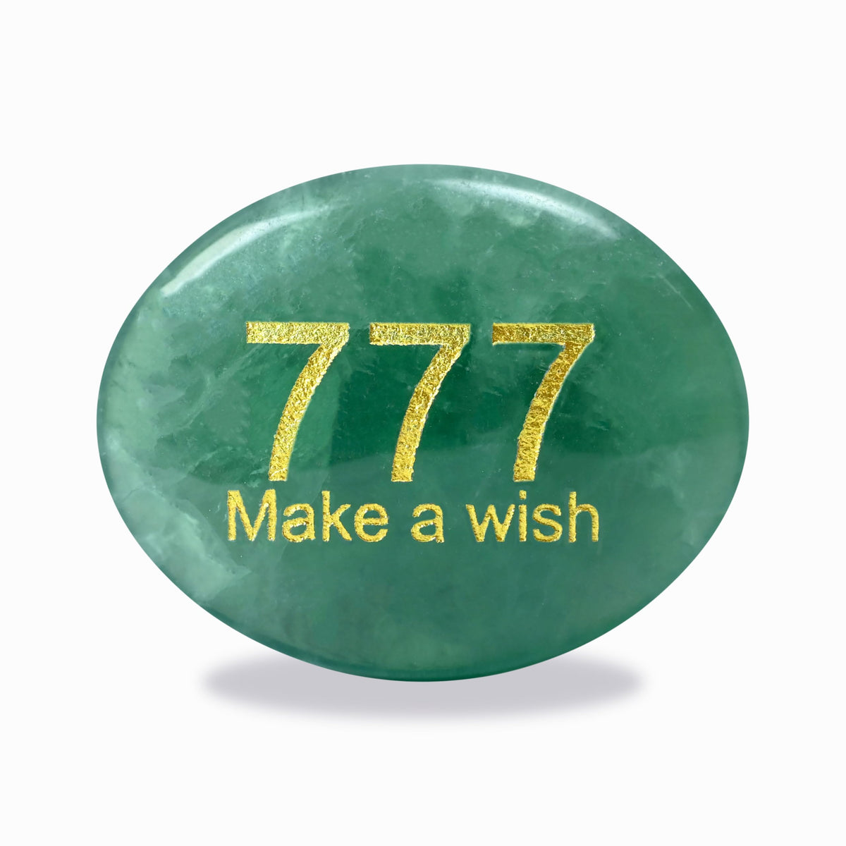 SSAKUGGI palm stone with green fluorite and angel 777 engraving enhances focus and intention