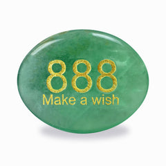 SSAKUGGI palm stone with green fluorite and 888 engraving for focused energy