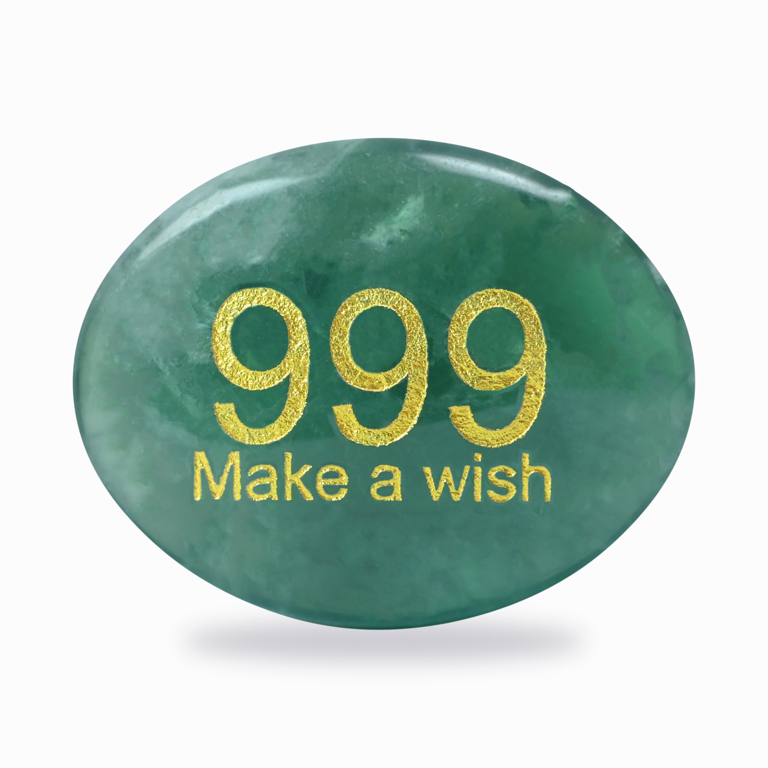 SSAKUGGI palm stone in green fluorite with 999 engraving for focus