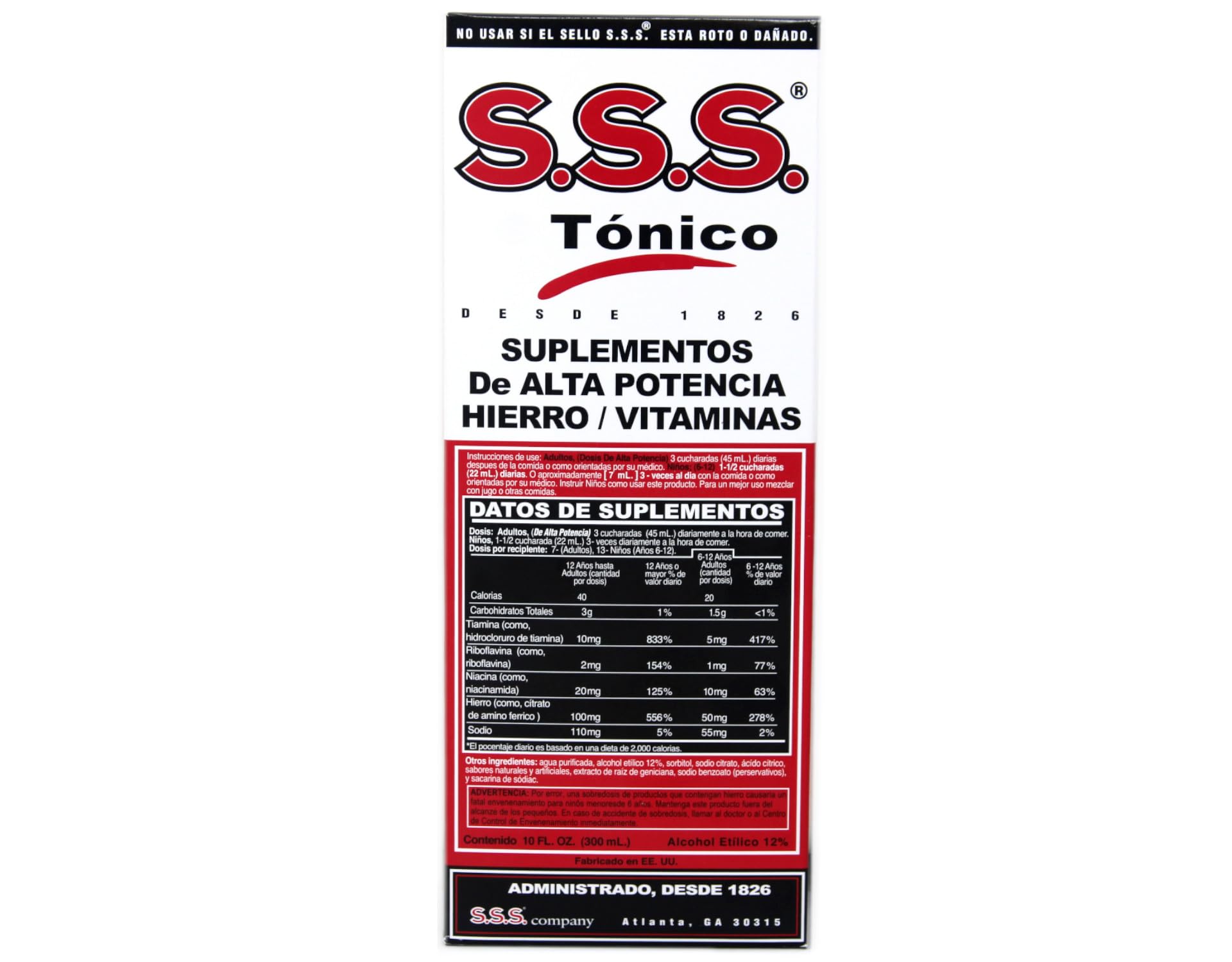 S.S.S. Tonic glass with liquid prepared for daily use.