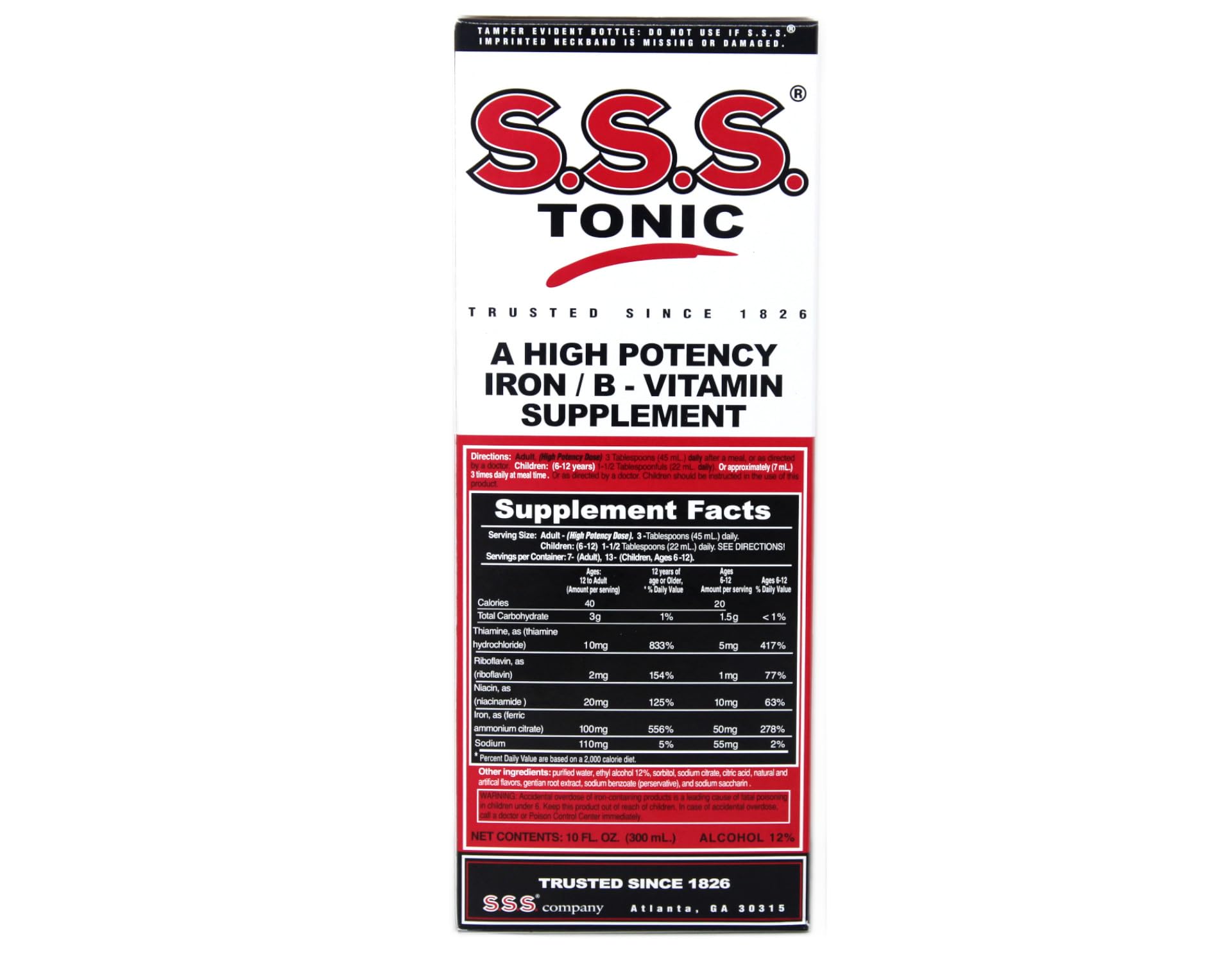 S.S.S. Tonic bottle pouring for quick nutrient delivery.
