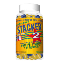 Stacker 2 Fat Burner label closeup showing capsule formula for daily use.
