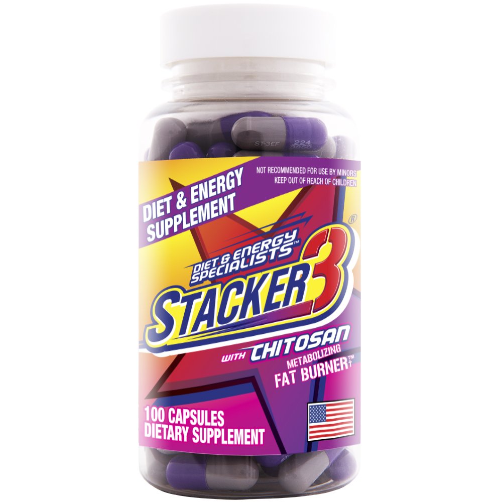 STACKER 2 Stacker 3 bottle front view highlights the fat burner for daily energy.