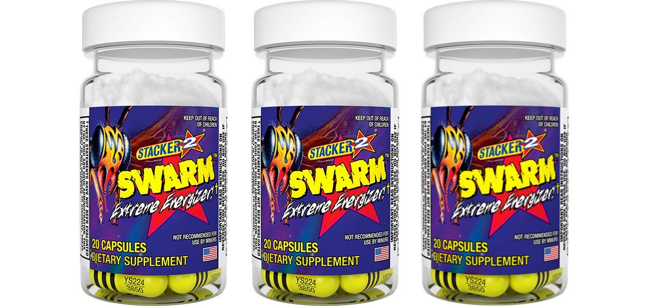 STACKER 2 Swarm Extreme Energizer bottle with easy-to-swallow capsules for on-the-go energy