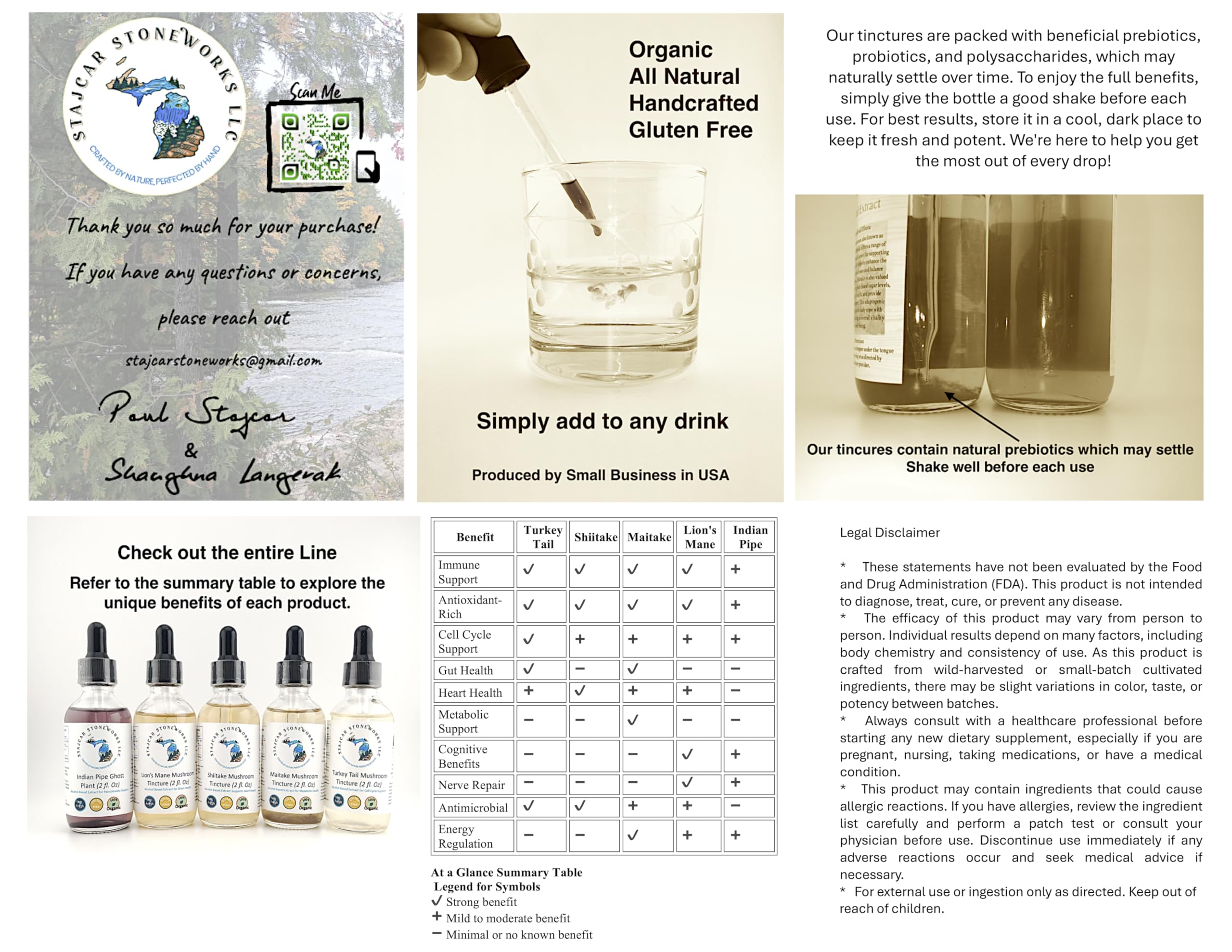 Stajcar Stoneworks serving suggestion shows mixing with water or tea.