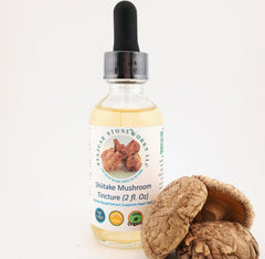 Stajcar Stoneworks Shiitake tincture bottle prepared for daily immune support.
