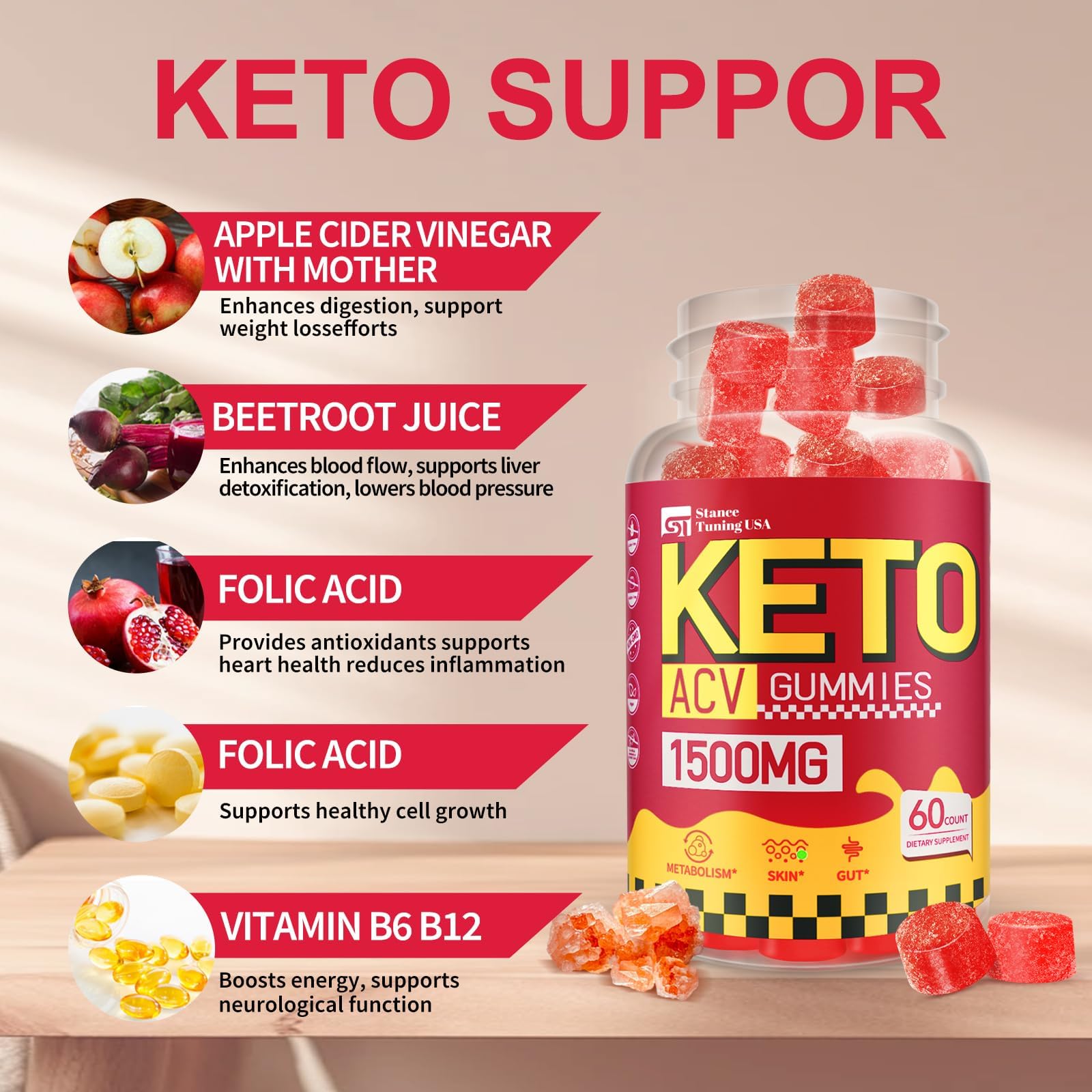 Stance Tuning USA Keto ACV Gummies packaging view for travel convenience