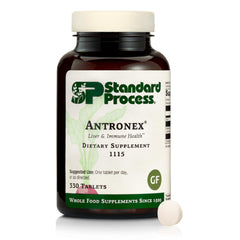 Standard Process Antronex bottle pour shows convenient gluten-free liver support.