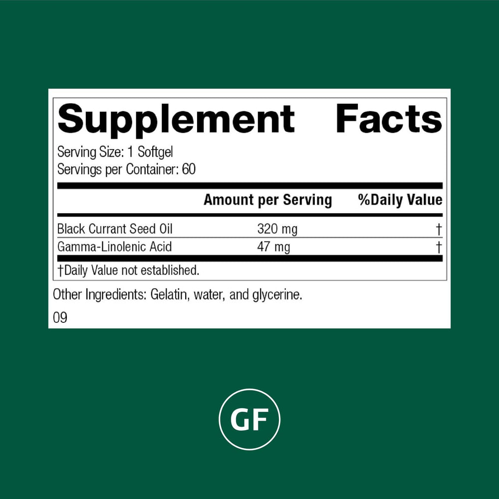 Standard Process Black Currant Seed Oil softgels ready for daily intake supporting circulation.