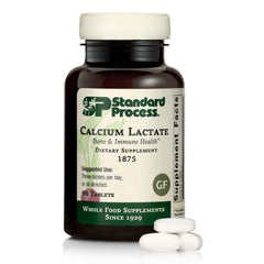 Standard Process Calcium Lactate bottle front highlighting vegan calcium and magnesium for bone density support