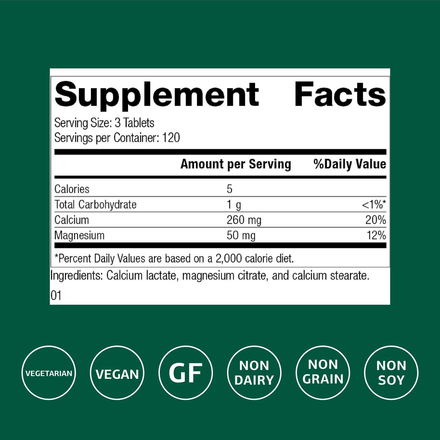 Standard Process Calcium Lactate tablet closeup highlighting compact vegan formula.