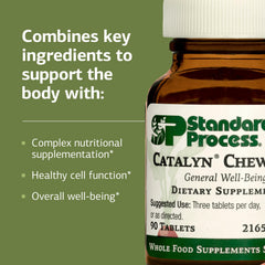 Standard Process Catalyn Chewable packaging box emphasizing non-dairy and non-soy.