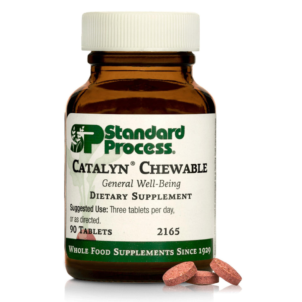Standard Process Catalyn Chewable tablet close-up showing texture and easy-to-digest form.