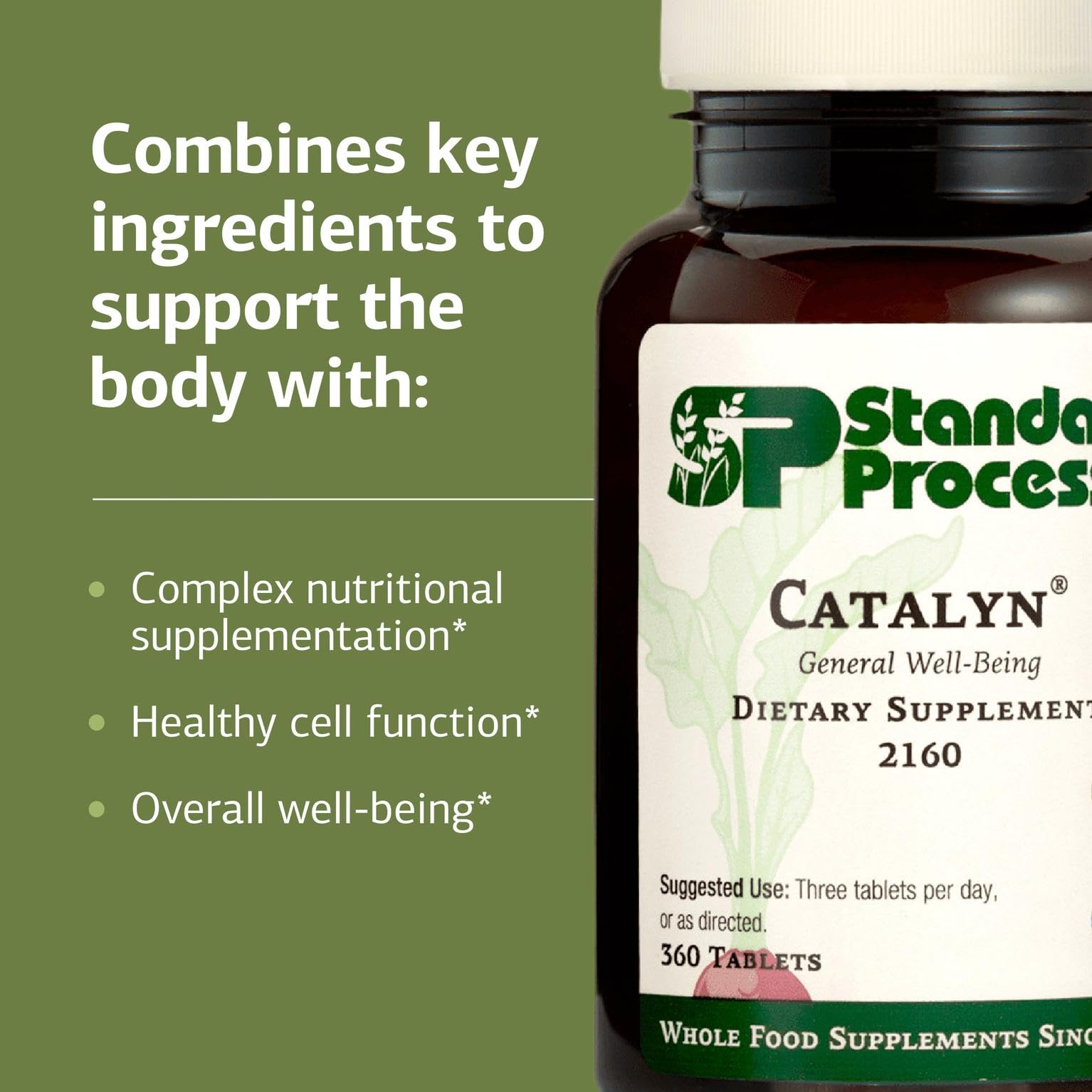 Standard Process Catalyn label detail showcasing vitamin sources and nutritional emphasis