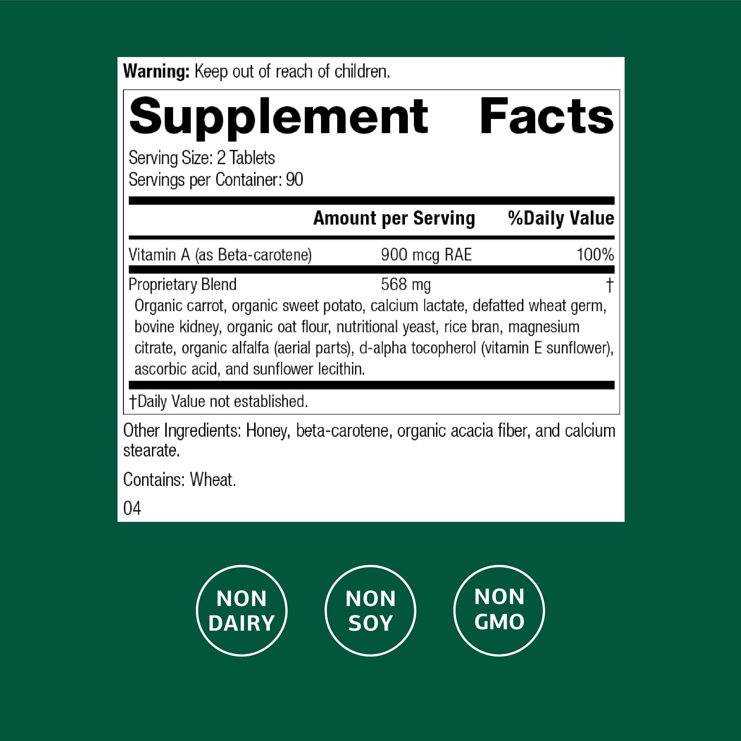 Standard Process Cataplex A bottle close-up emphasizes whole-food vitamin A for mucous membranes.