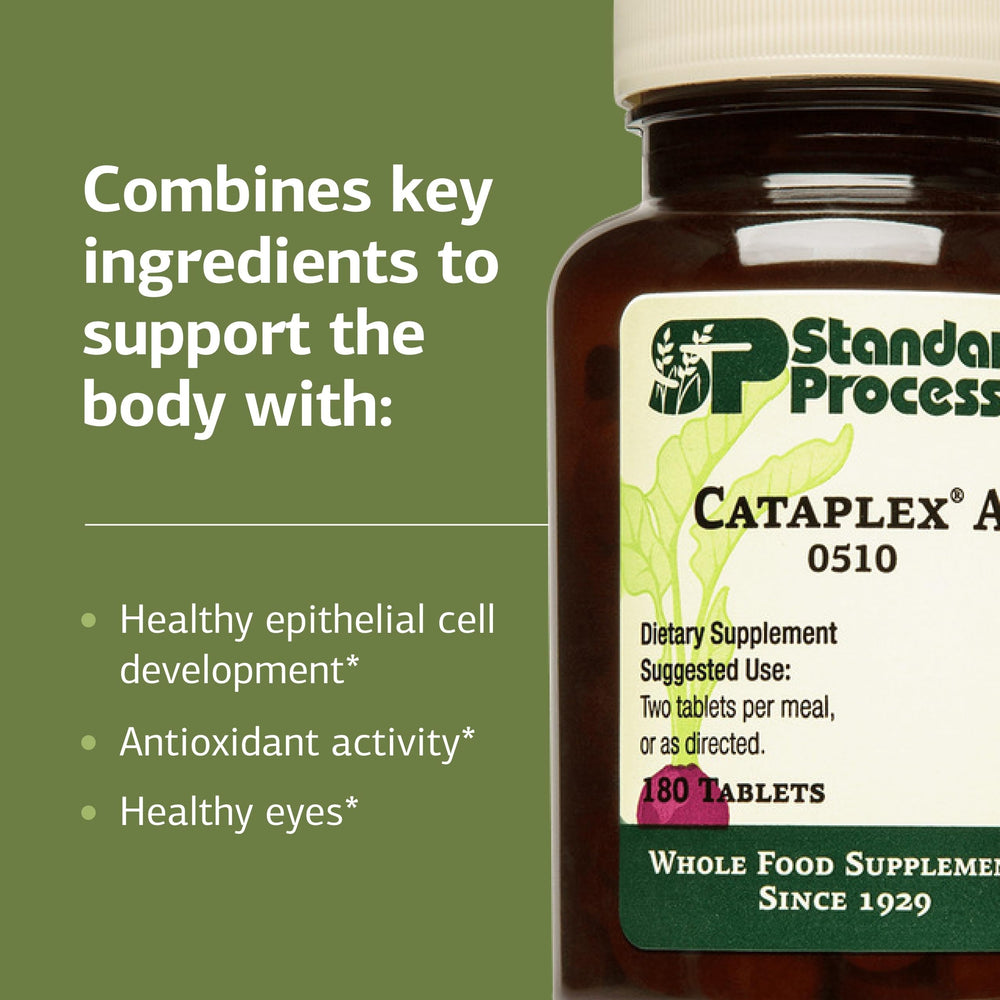 Standard Process Cataplex A packaging photo reflects decades of whole-food nutrition expertise.