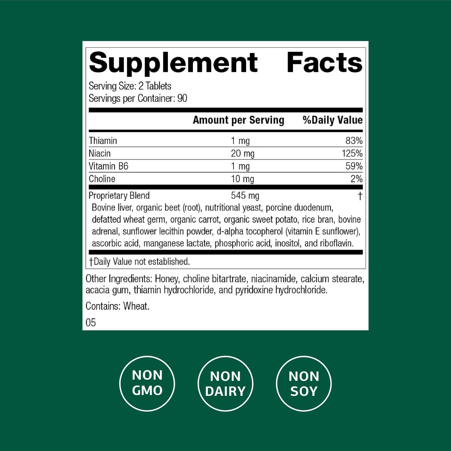 Cataplex B label close-up and branding by Standard Process