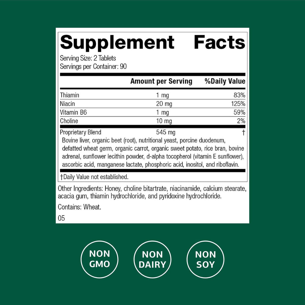Cataplex B label close-up and branding by Standard Process