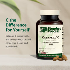 Standard Process Cataplex C label closeup highlighting antioxidant vitamin C.