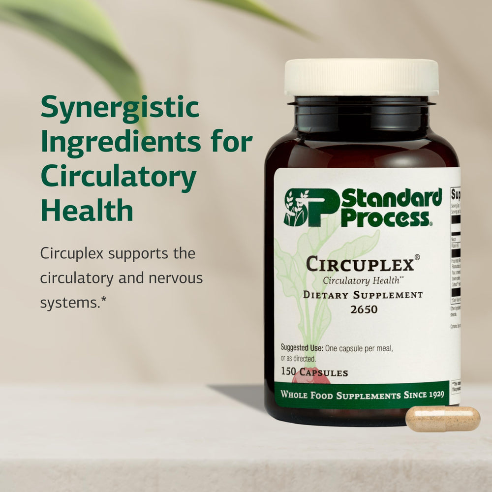Standard Process Circuplex capsules pour illustrates measured dose for blood flow support