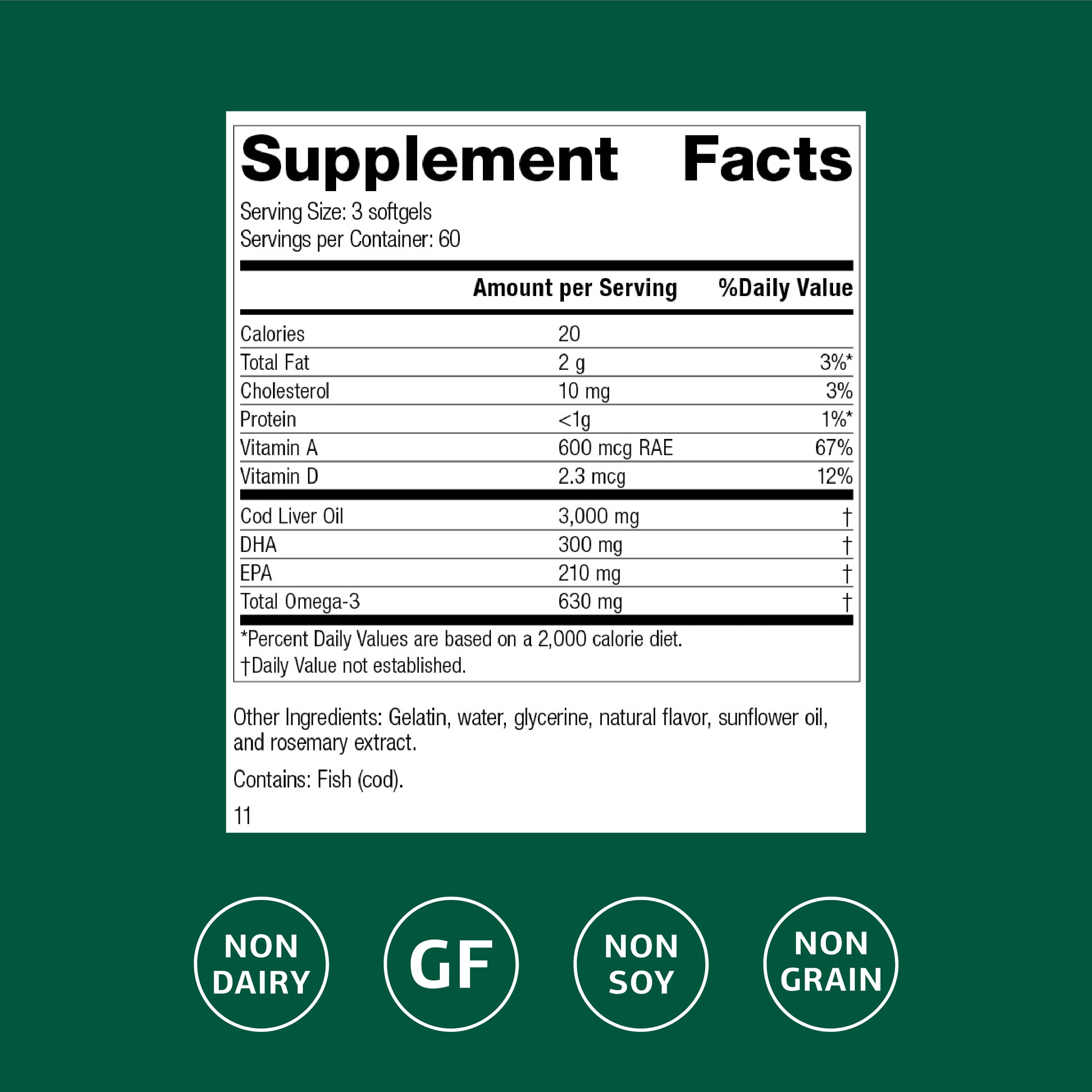 Standard Process Cod Liver Oil capsules showing convenient softgels for easy daily use.