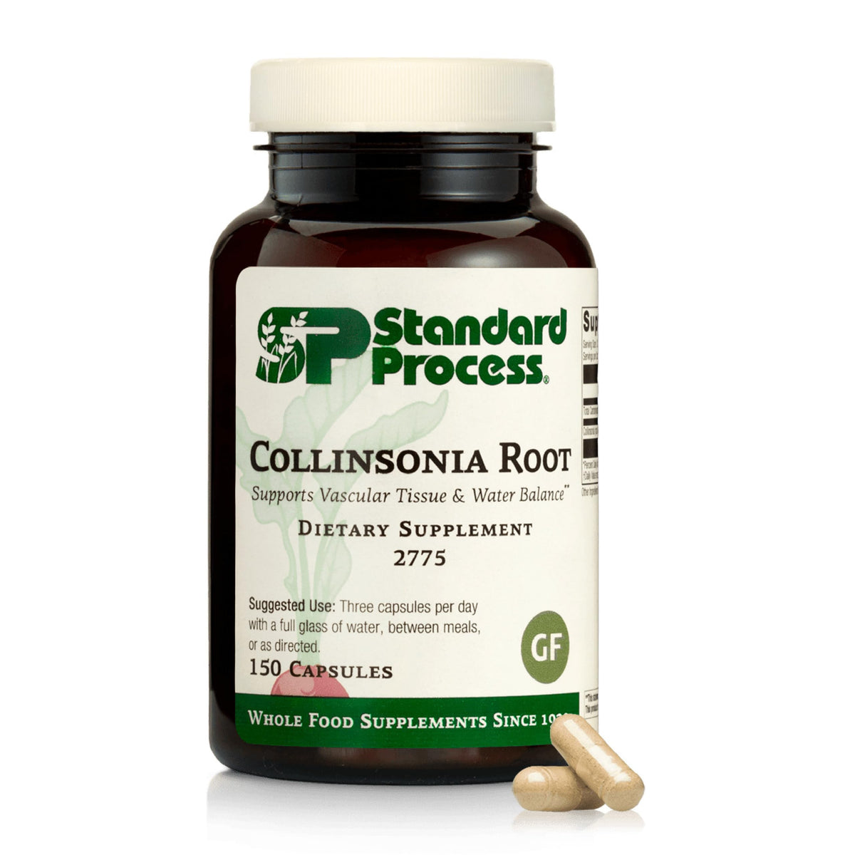 Standard Process Collinsonia Root bottle pour demonstrates dosage for bladder health