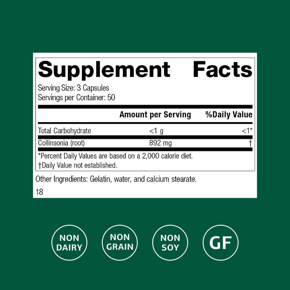 Standard Process Collinsonia Root capsules on a tray ready for daily kidney support