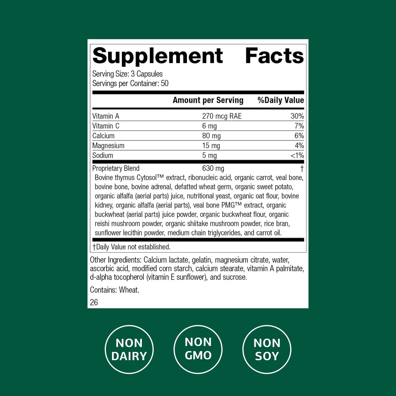 Standard Process Congaplex bottle close-up highlighting vitamin C and A.