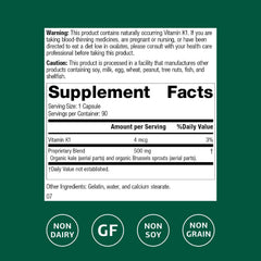 Standard Process Cruciferous Complete bottle back with dosage and nutritional details
