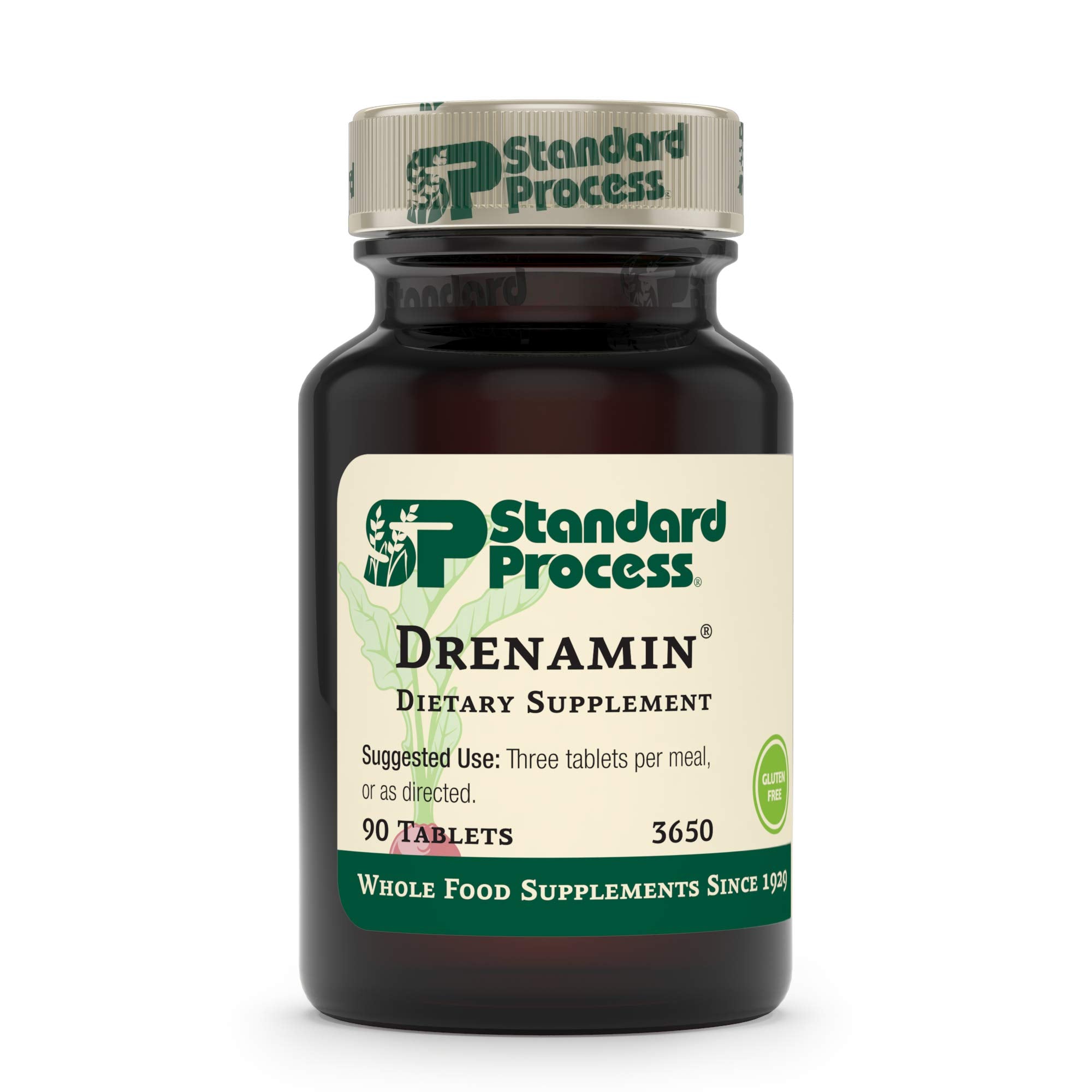 Standard Process Drenamin bottle front view highlighting adrenal support.