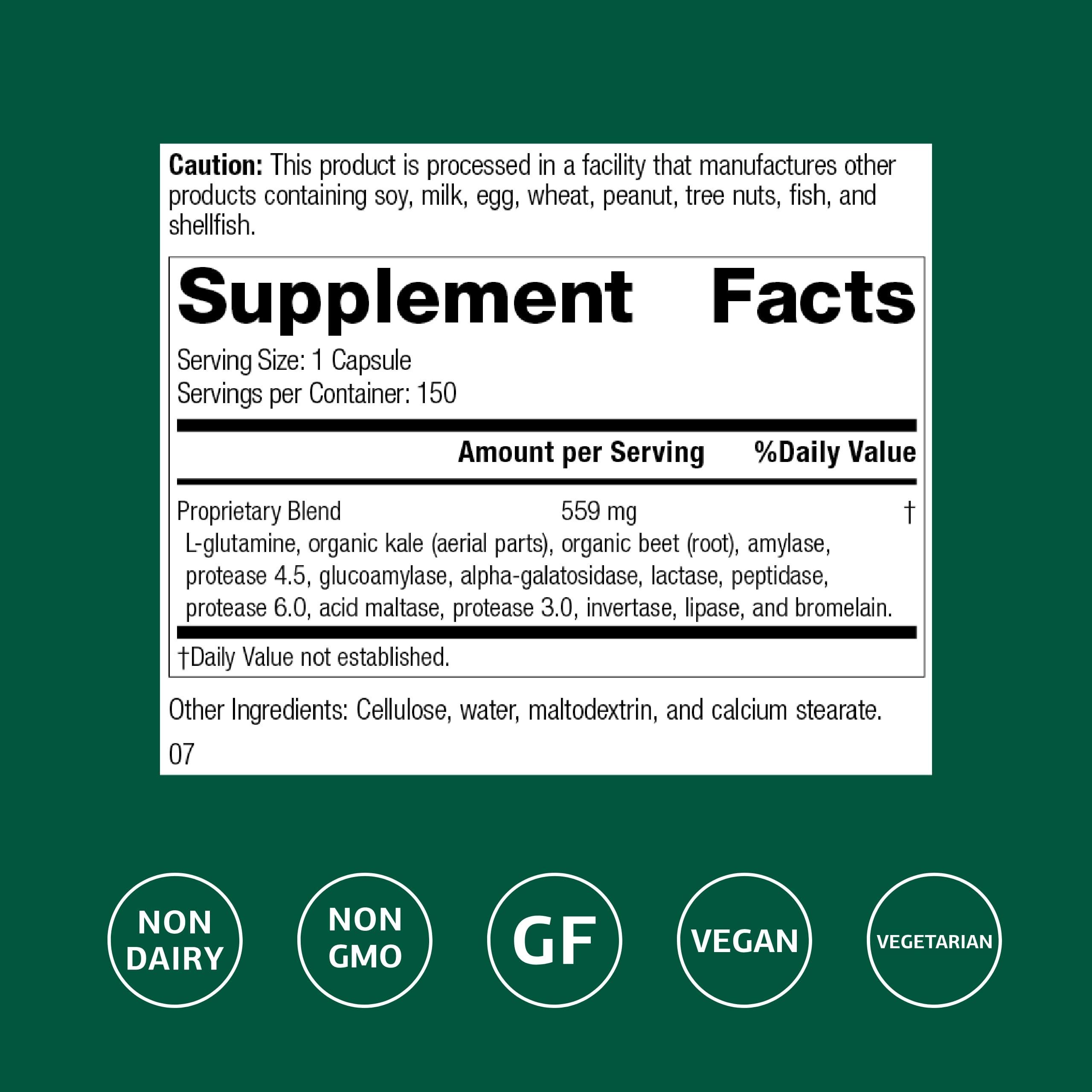 Standard Process Enzycore label close-up highlights enzyme blend.