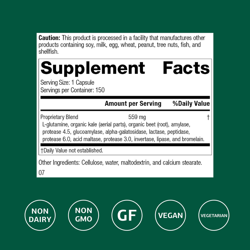 Standard Process Enzycore label close-up highlights enzyme blend.