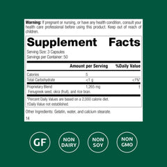 Standard Process Fen-Gre bottle label close-up emphasizing natural metabolism support