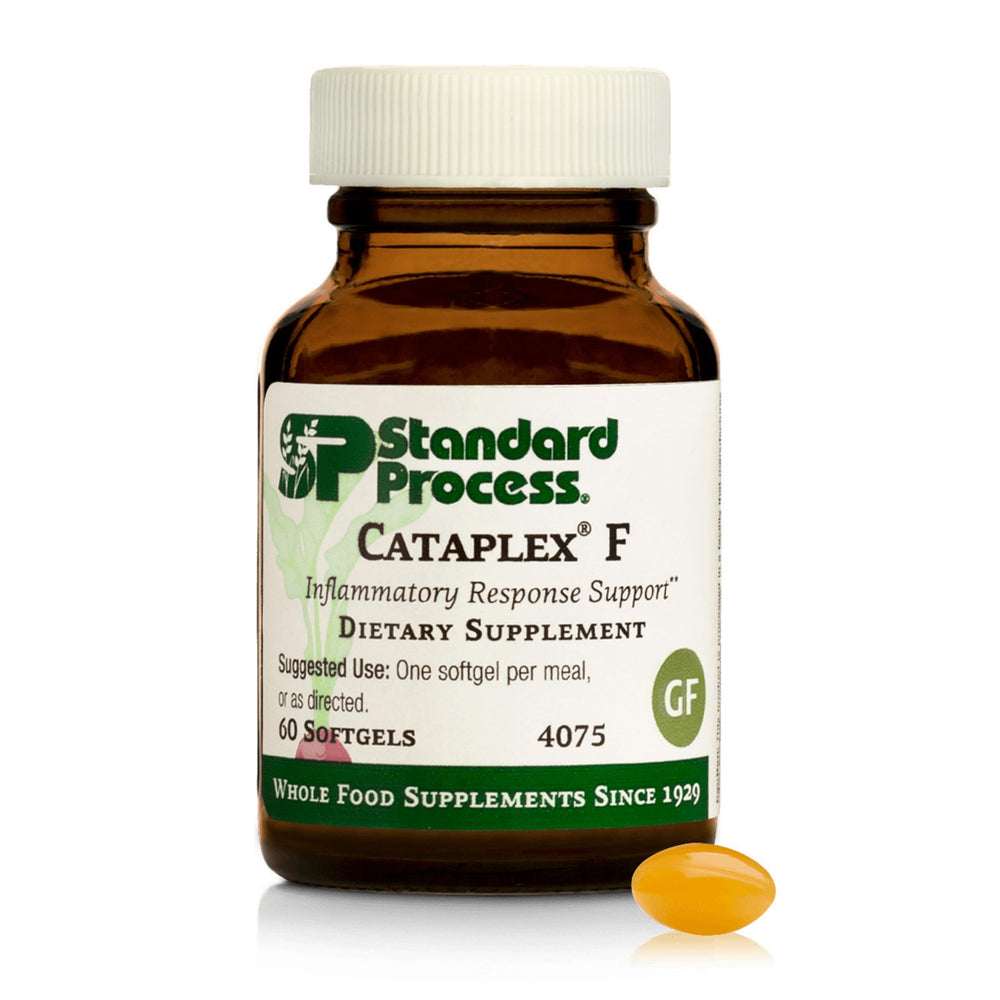 Standard Process Flax Oil Plus bottle front highlighting omega 3 for skin and hair support