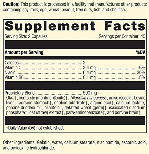 Gastrex ingredients include okra and tilandsia-usneoides for a nutrient blend.