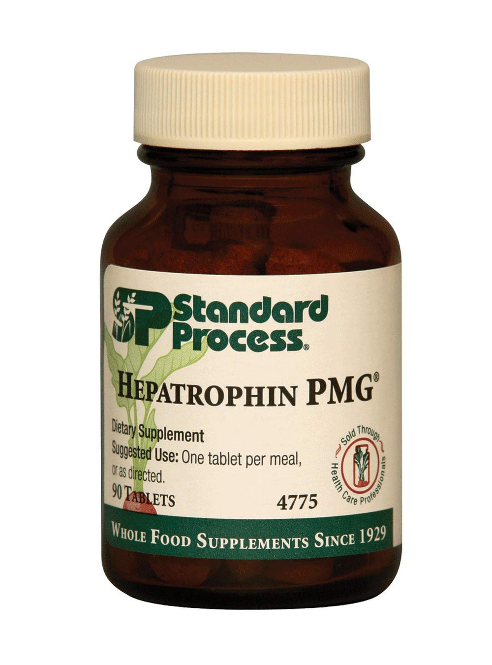 Standard Process Hepatrophin PMG 90 tablets bottle supports liver function and cellular health.