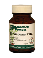 Standard Process Hepatrophin PMG 90 tablets bottle supports liver function and cellular health.