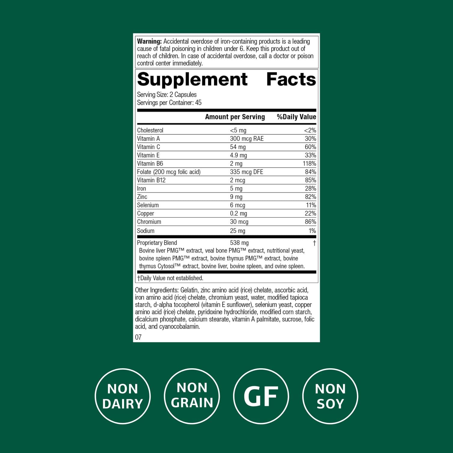 Immuplex capsules close-up showing mineral-rich immune support.